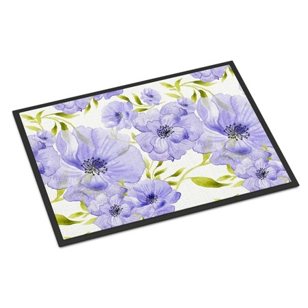 Carolines Treasures Watercolor Blue Flowers Indoor or Outdoor Mat, 24 x 36 in. BB7491JMAT